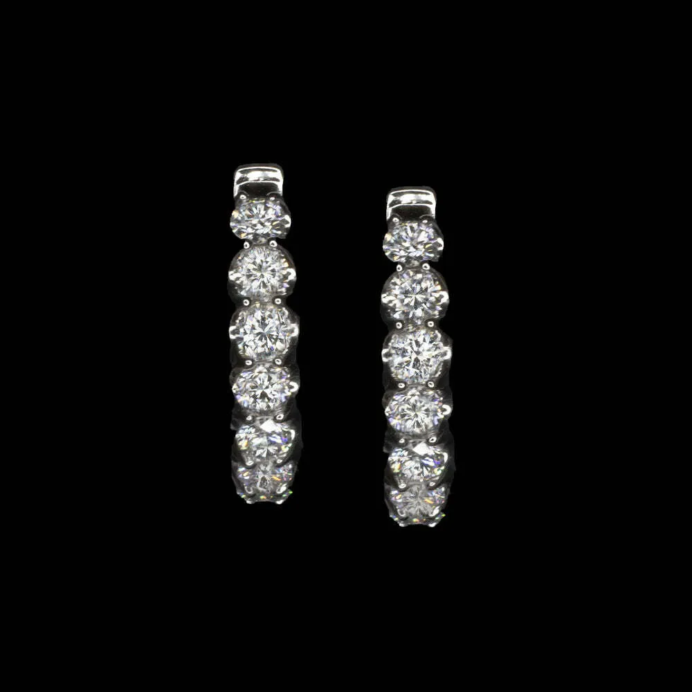 2.60ct NATURAL DIAMOND HUGGIE HOOP EARRINGS 16mm IN & OUT 14k WHITE GOLD ROUND