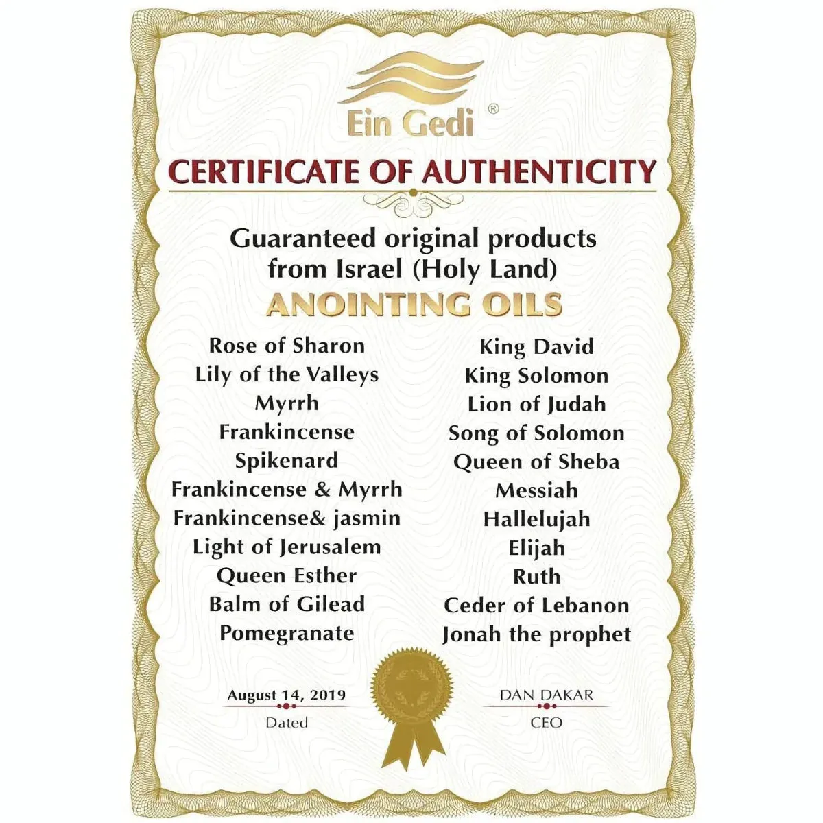 5 x Roll On Anointing Oil Spikenard 0.34 oz - 10 ml. From Holyland Jerusalem