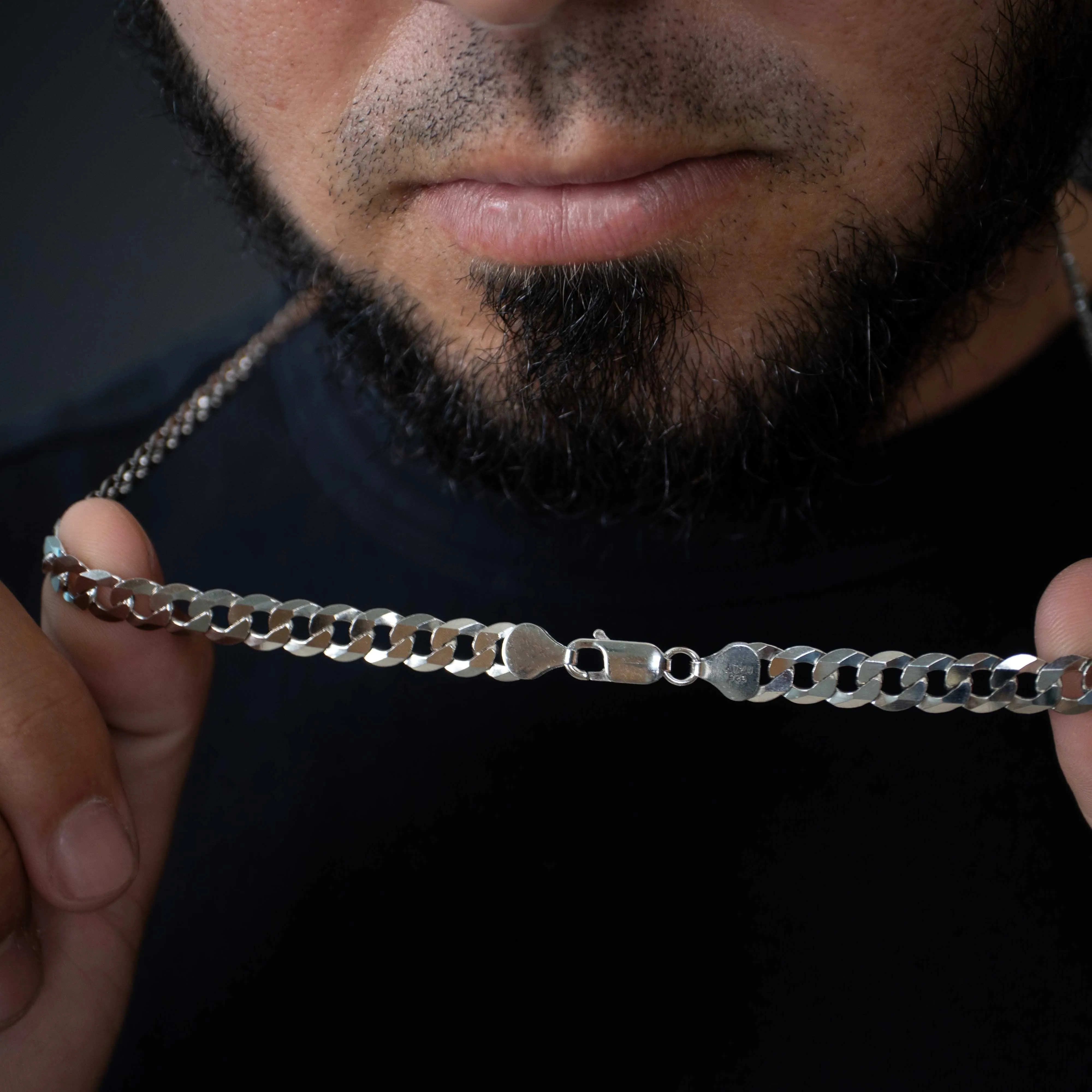 7mm Curb Link Chain - 925 Sterling Silver