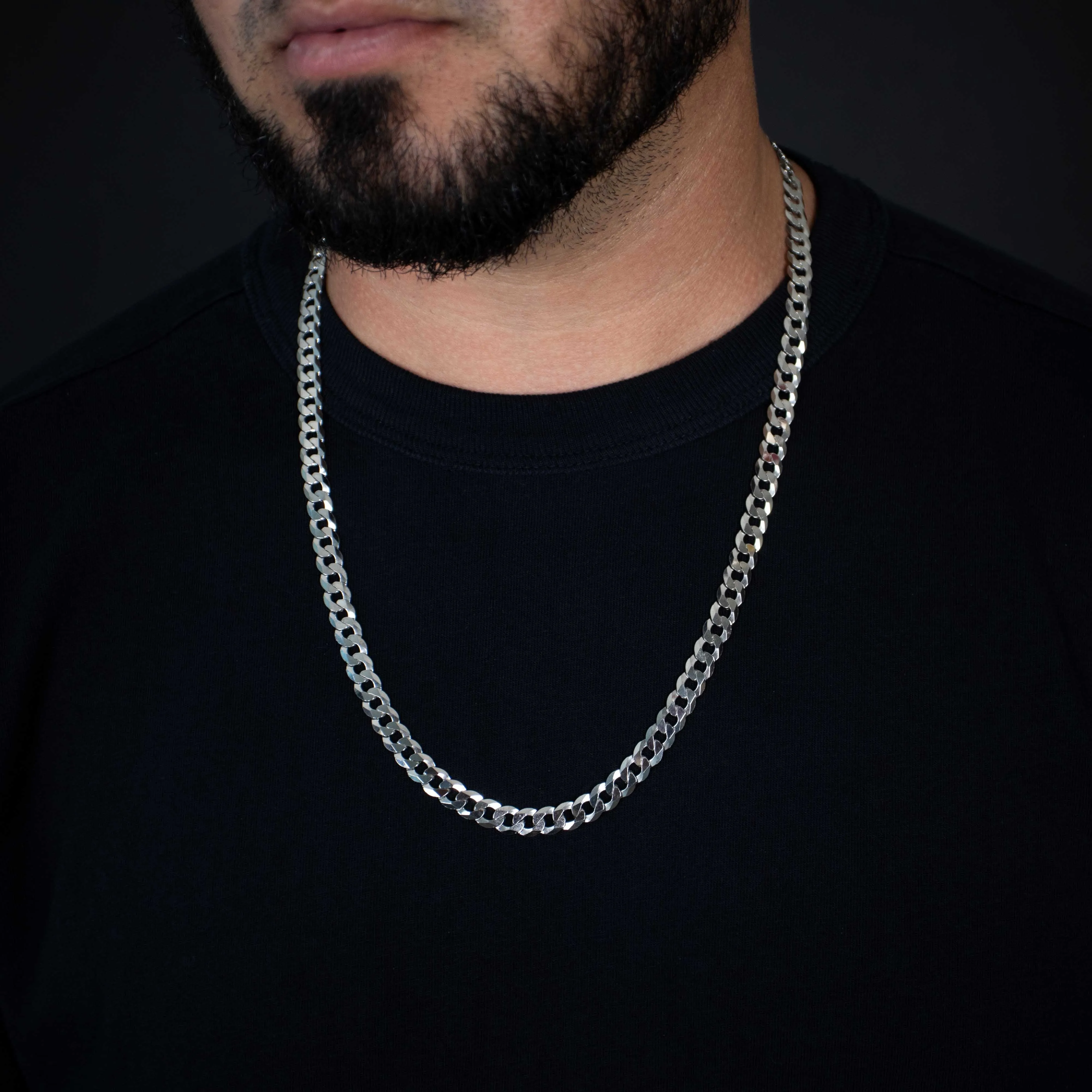 7mm Curb Link Chain - 925 Sterling Silver