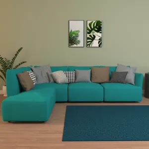 Aqua Cyan Pastel Coloured with Premium Comfort L Shaped 4 Seater Sofa Set for Home