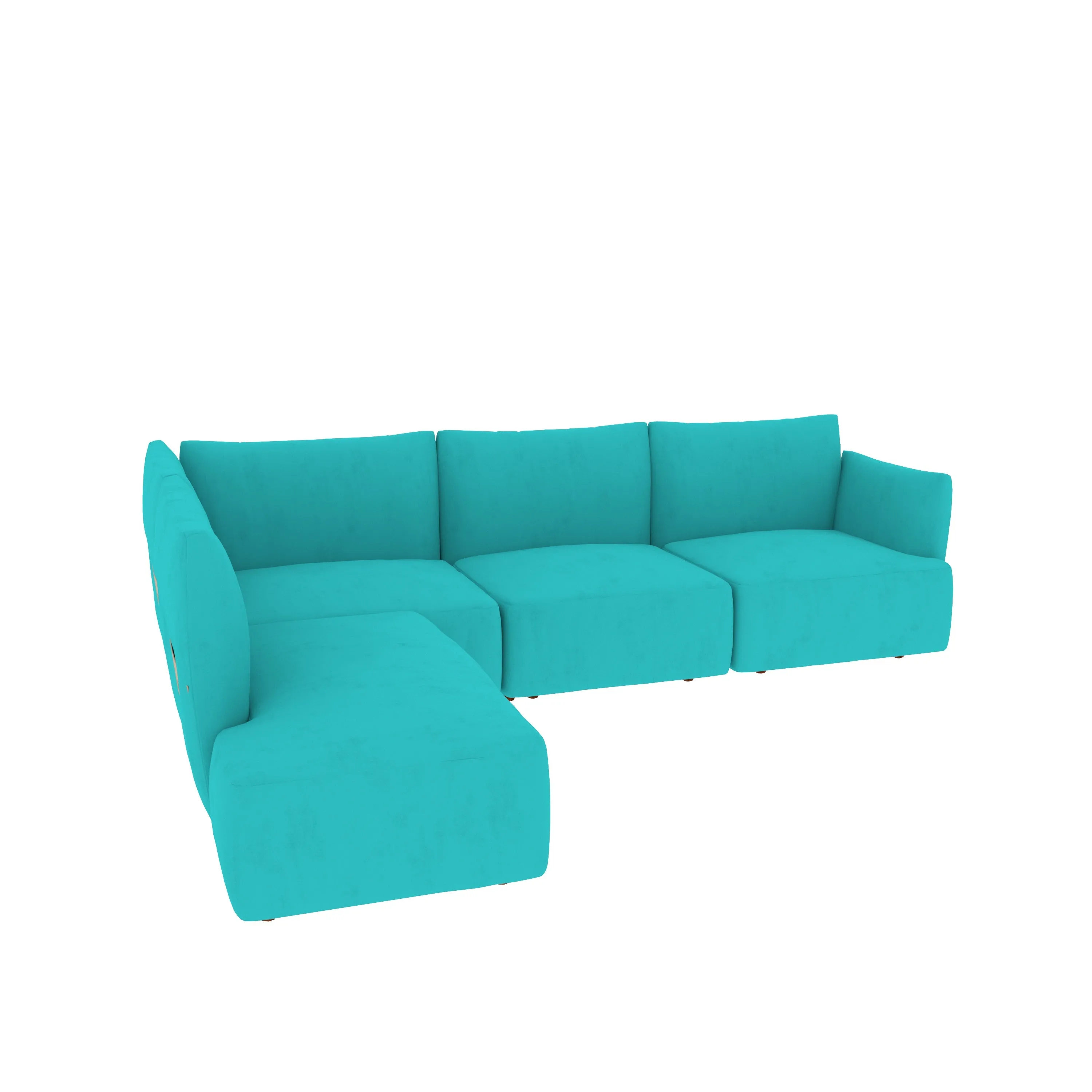 Aqua Cyan Pastel Coloured with Premium Comfort L Shaped 4 Seater Sofa Set for Home