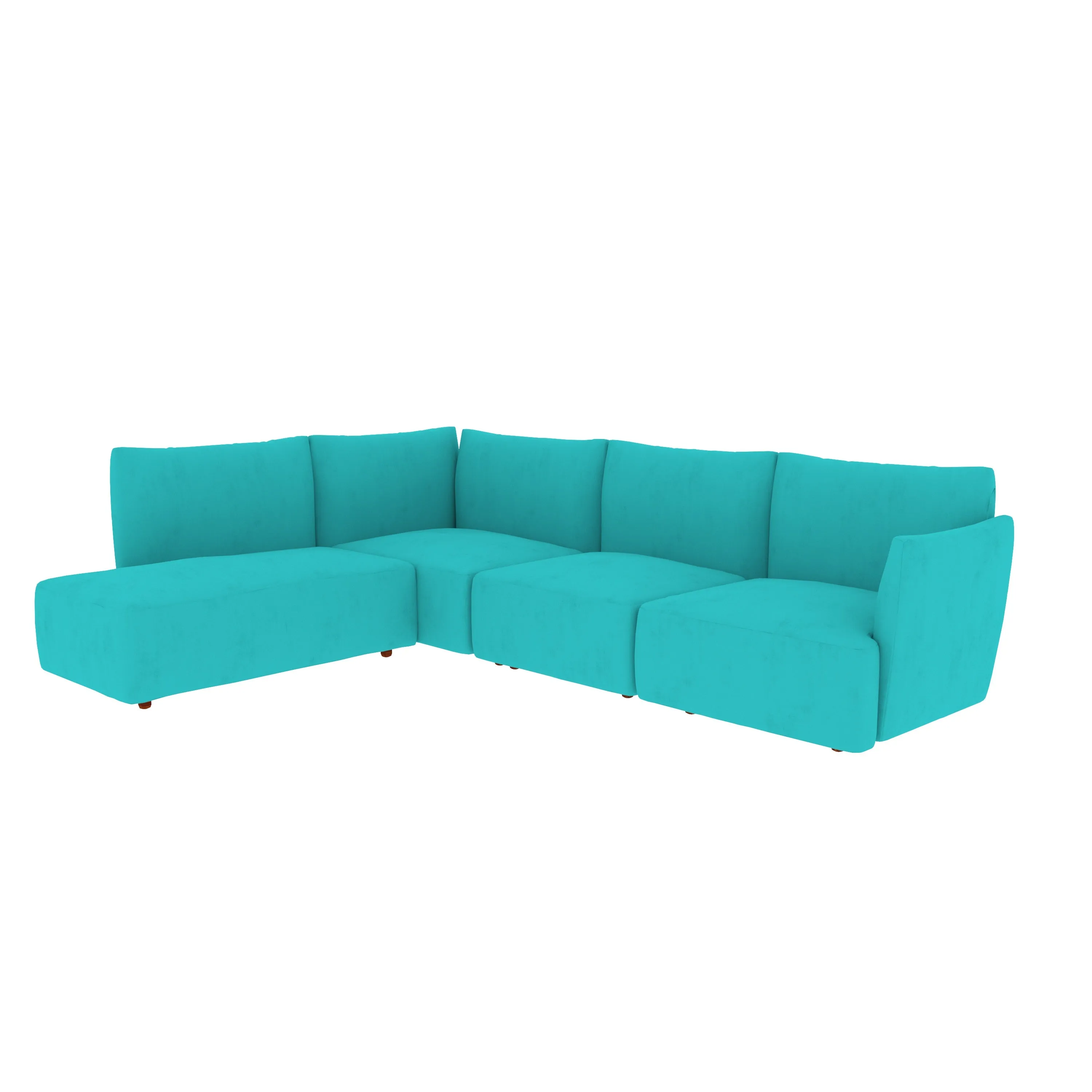 Aqua Cyan Pastel Coloured with Premium Comfort L Shaped 4 Seater Sofa Set for Home