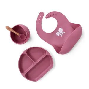 Baby Silicone 4 Pcs Feeding Set | Rose