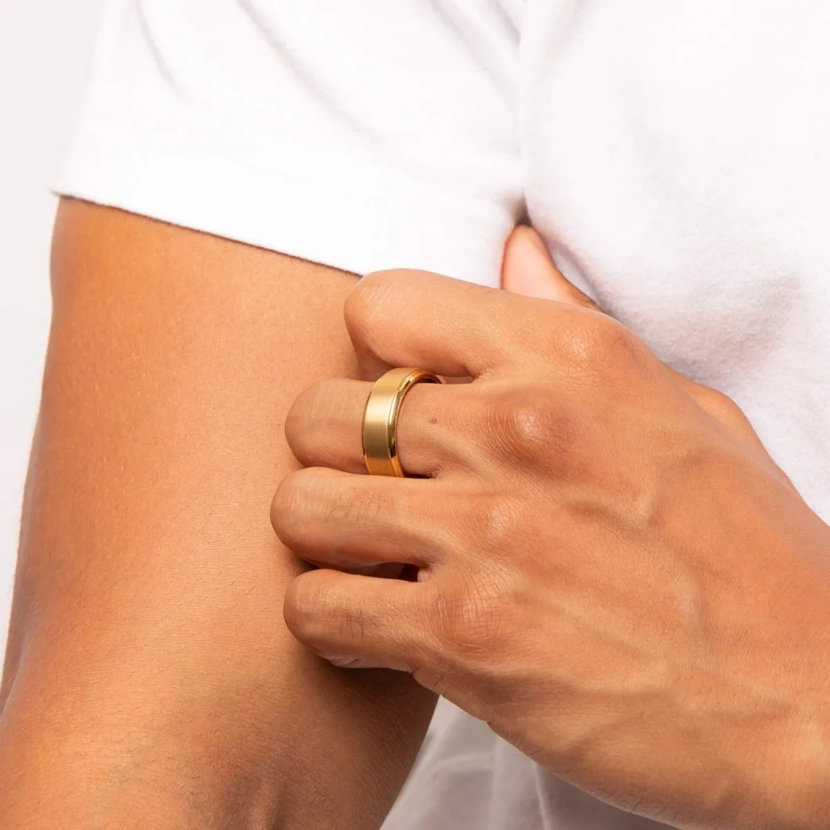 Brushed Gold Plated Tungsten Ring