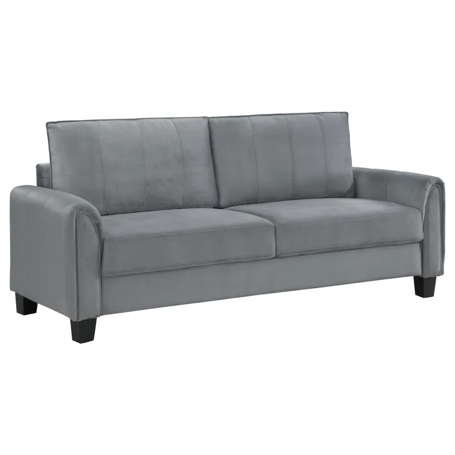 Davis 2-piece Upholstered Rolled Arm Sofa Grey