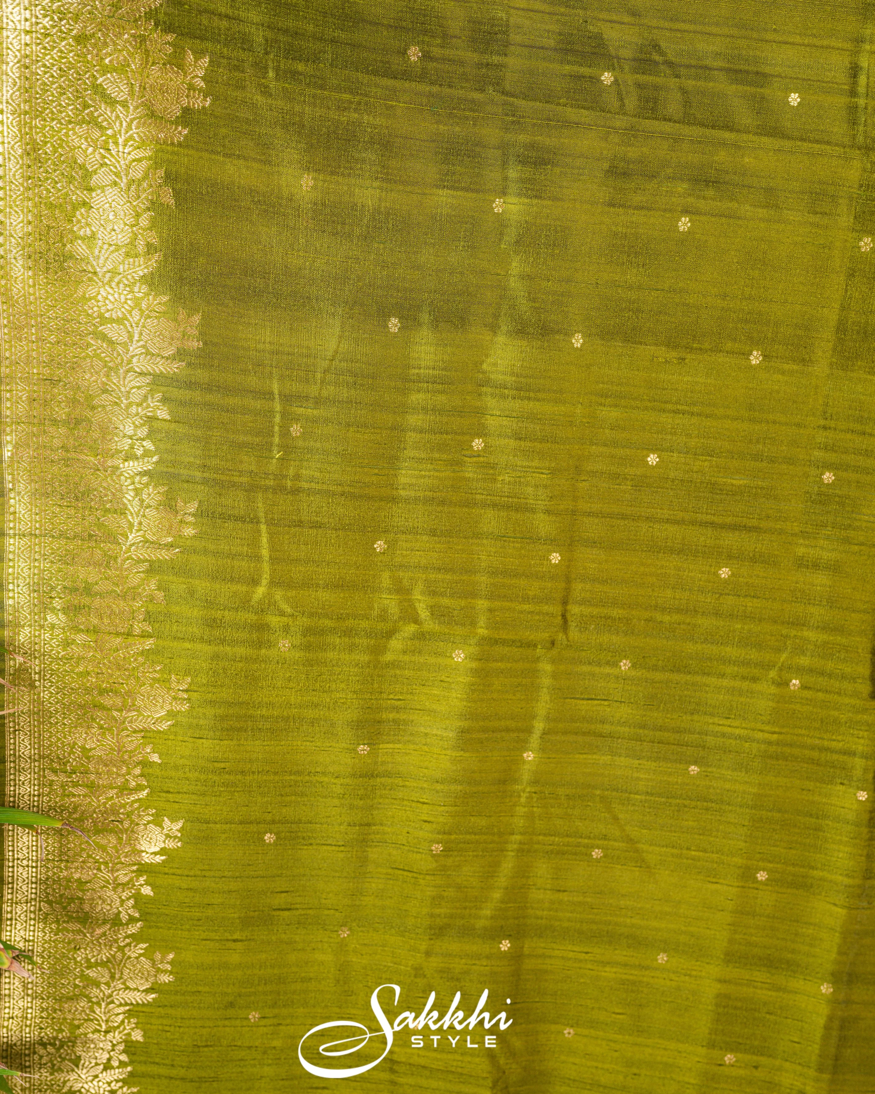 FRESH GREEN TUSSAR SILK SAREE