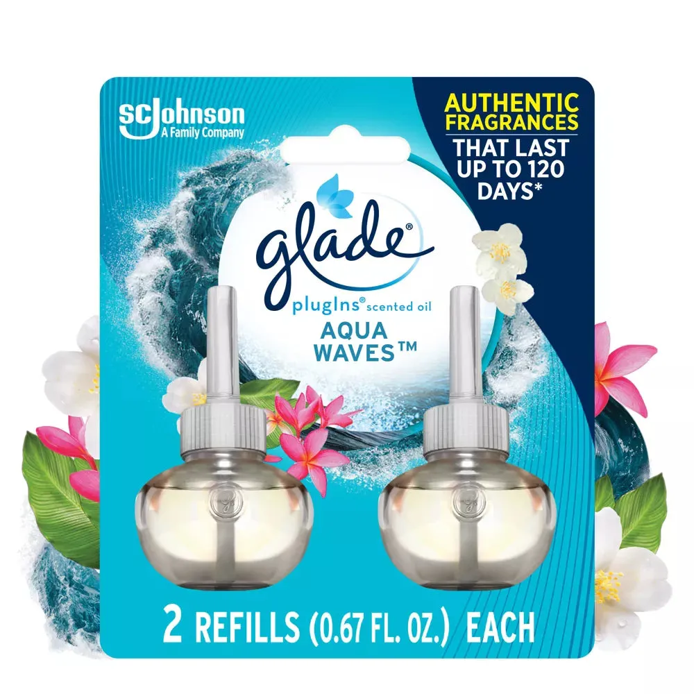 Glade Aqua Waves PlugIns Air Freshener Refill 0.67oz 2pc