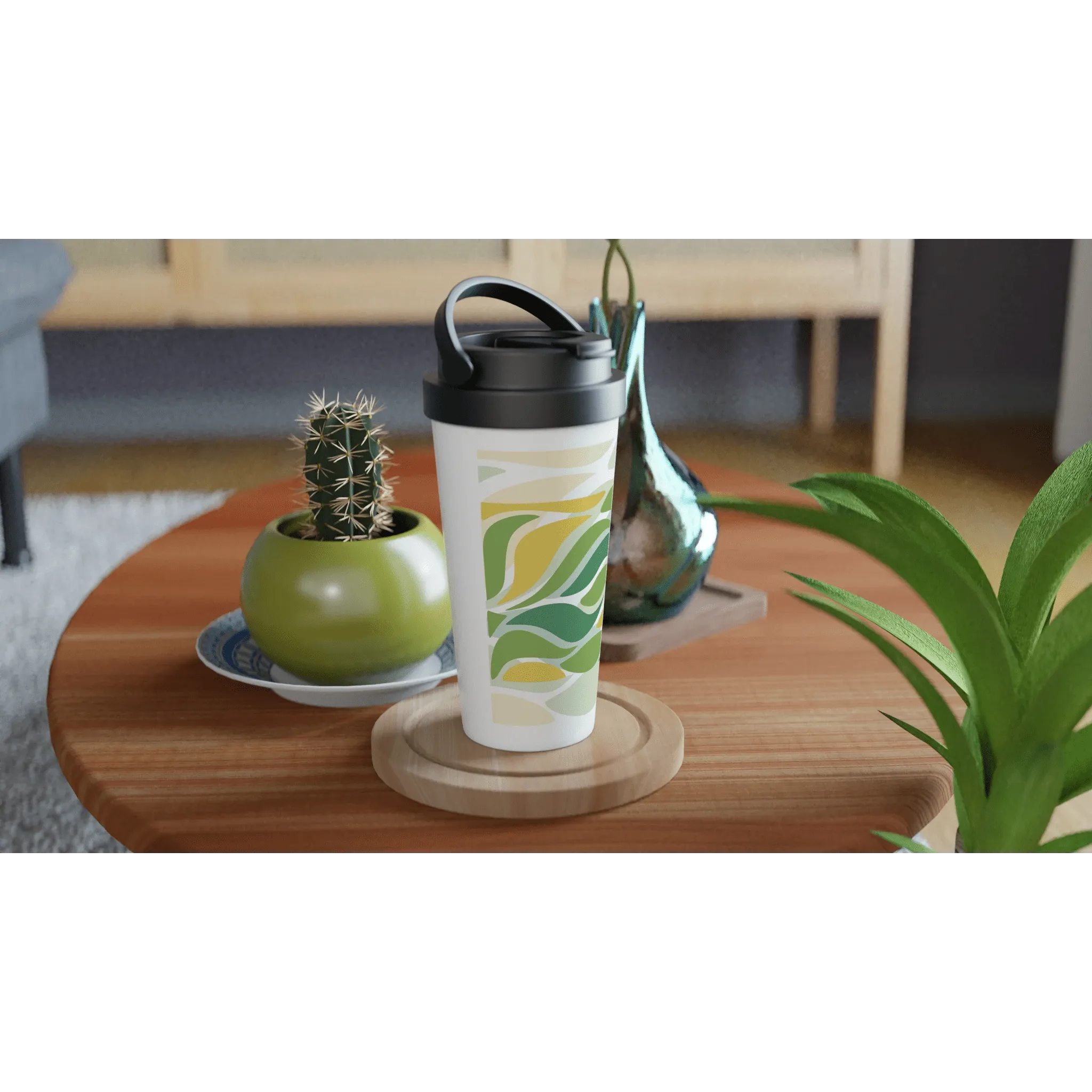 Green Abstract Organic Pattern Tumbler