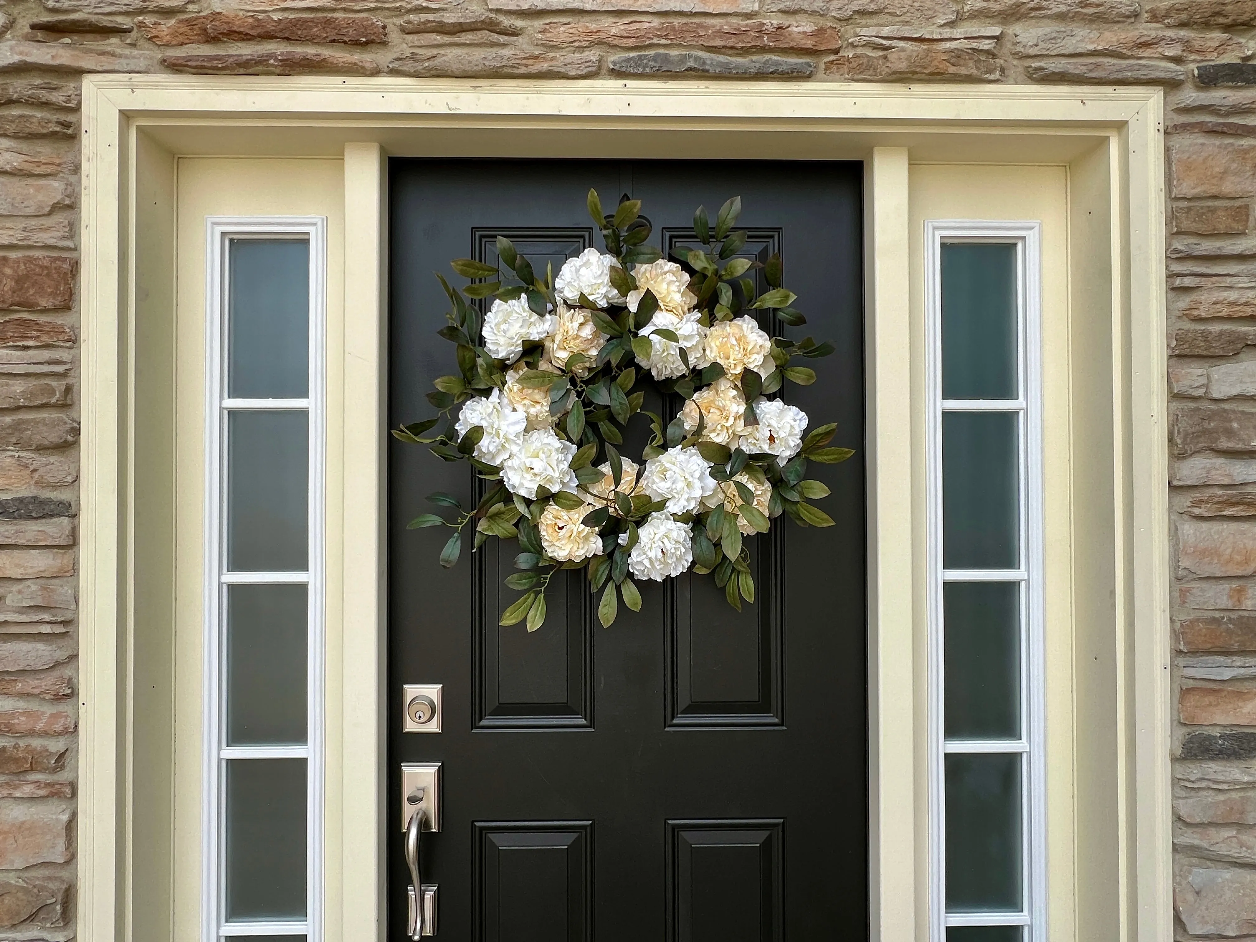 Honey Cream Peony Wreath for Summer