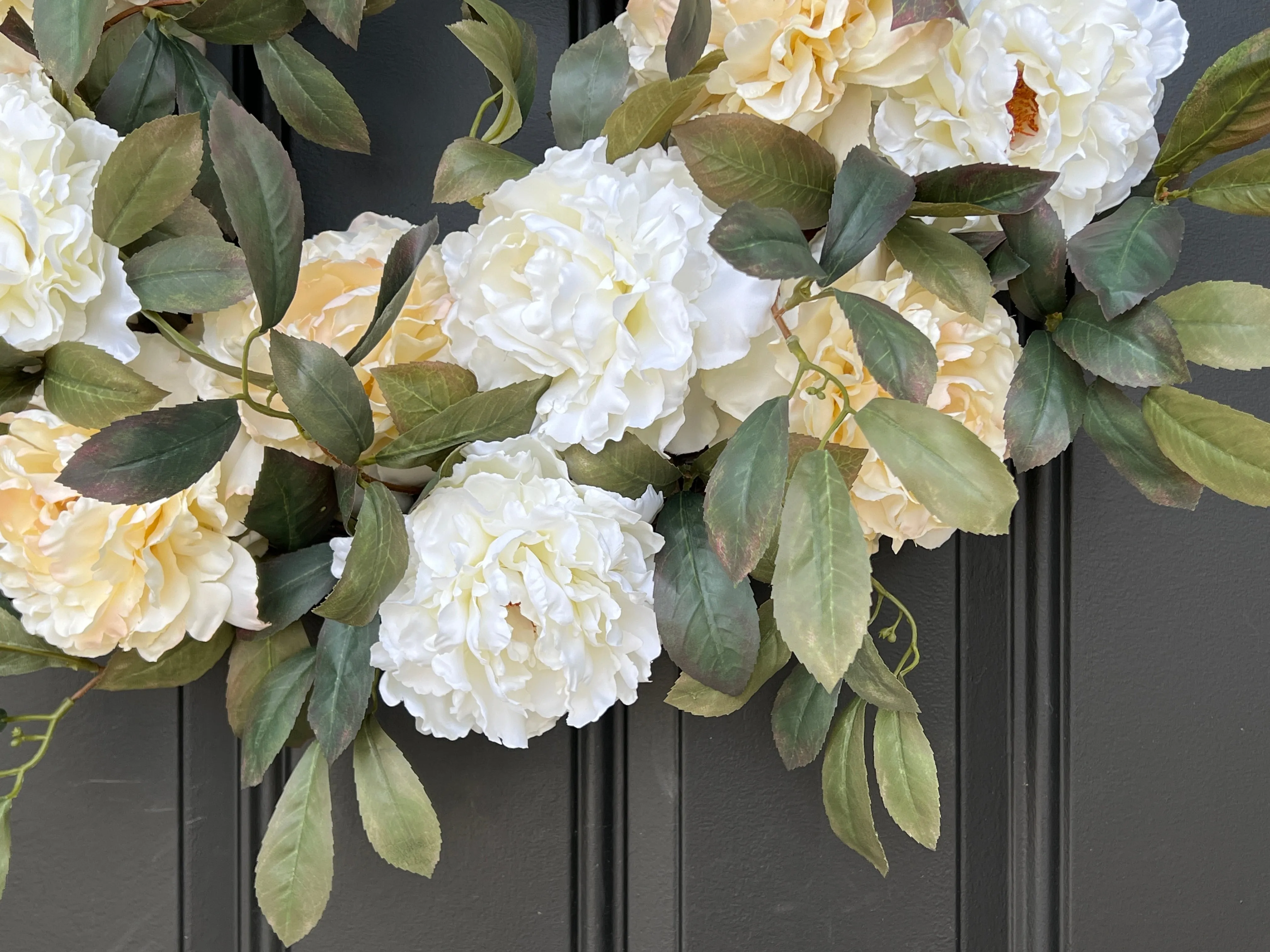 Honey Cream Peony Wreath for Summer