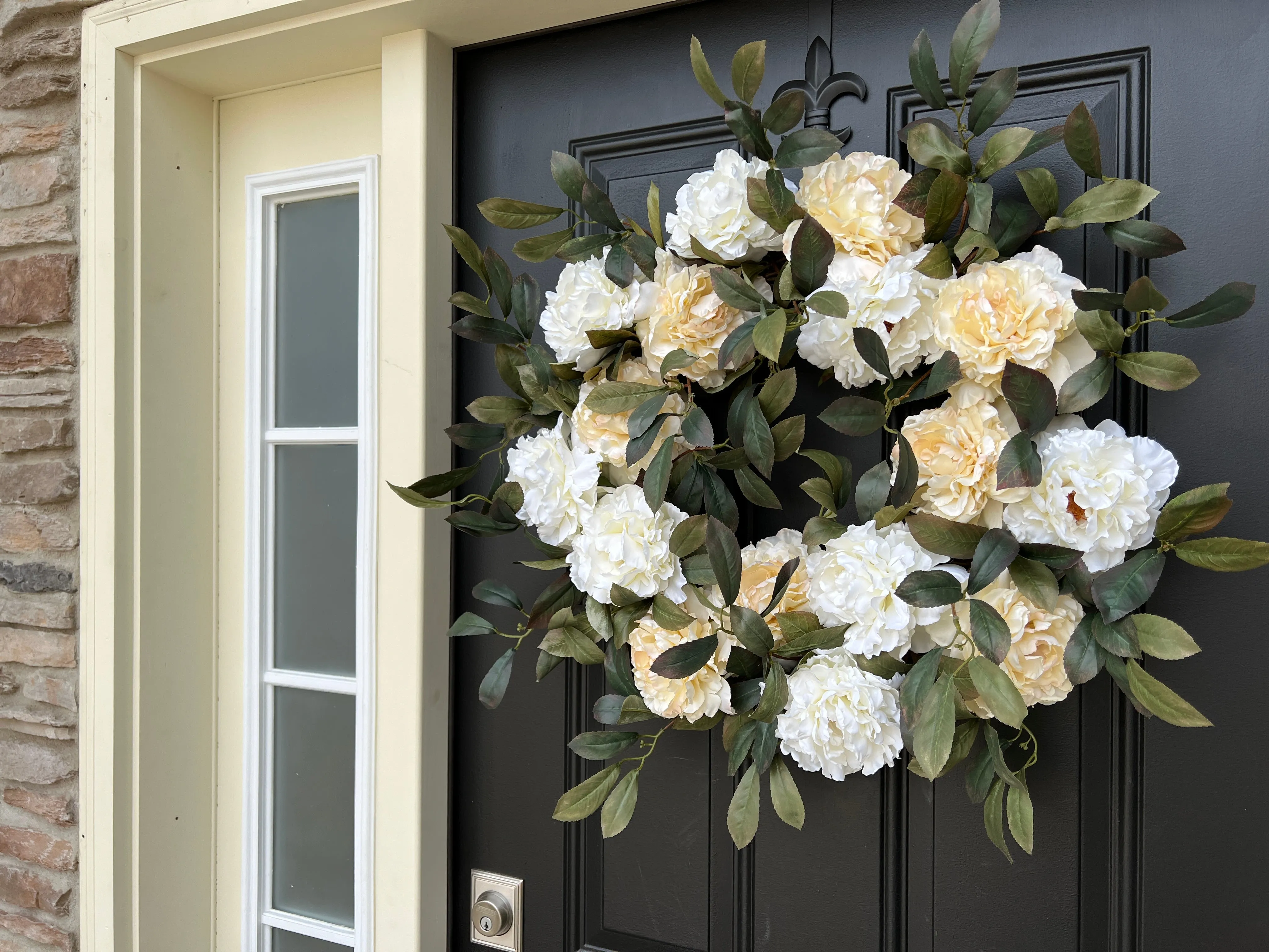 Honey Cream Peony Wreath for Summer