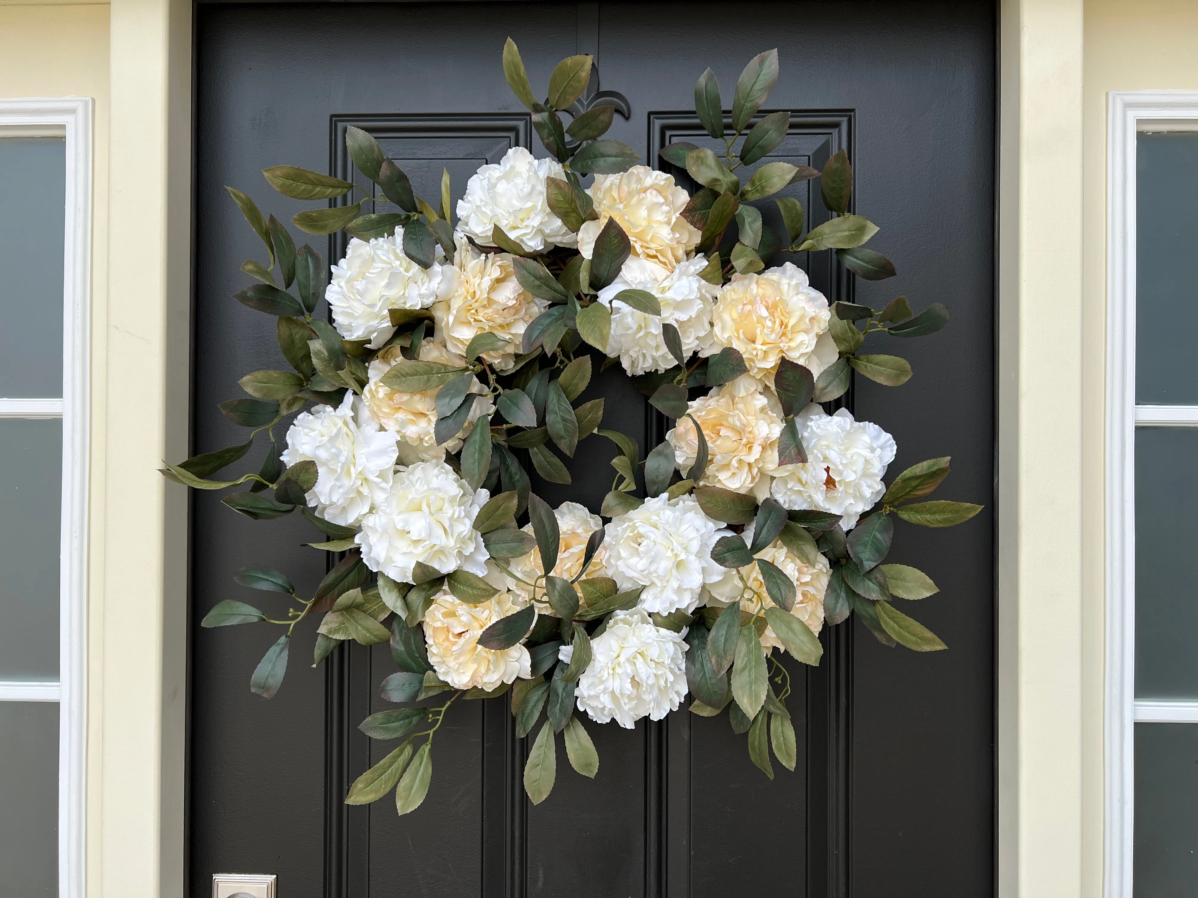 Honey Cream Peony Wreath for Summer