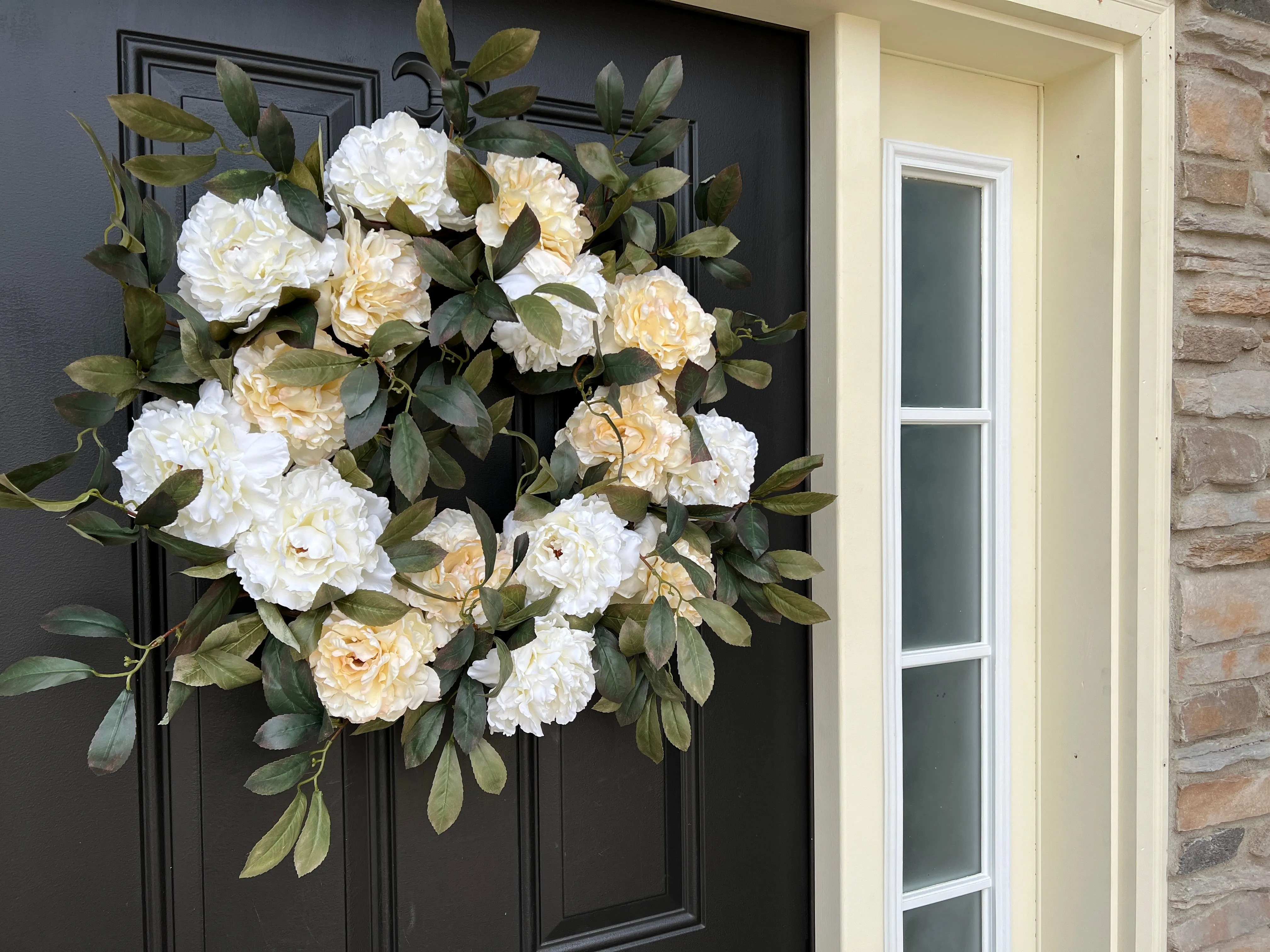 Honey Cream Peony Wreath for Summer