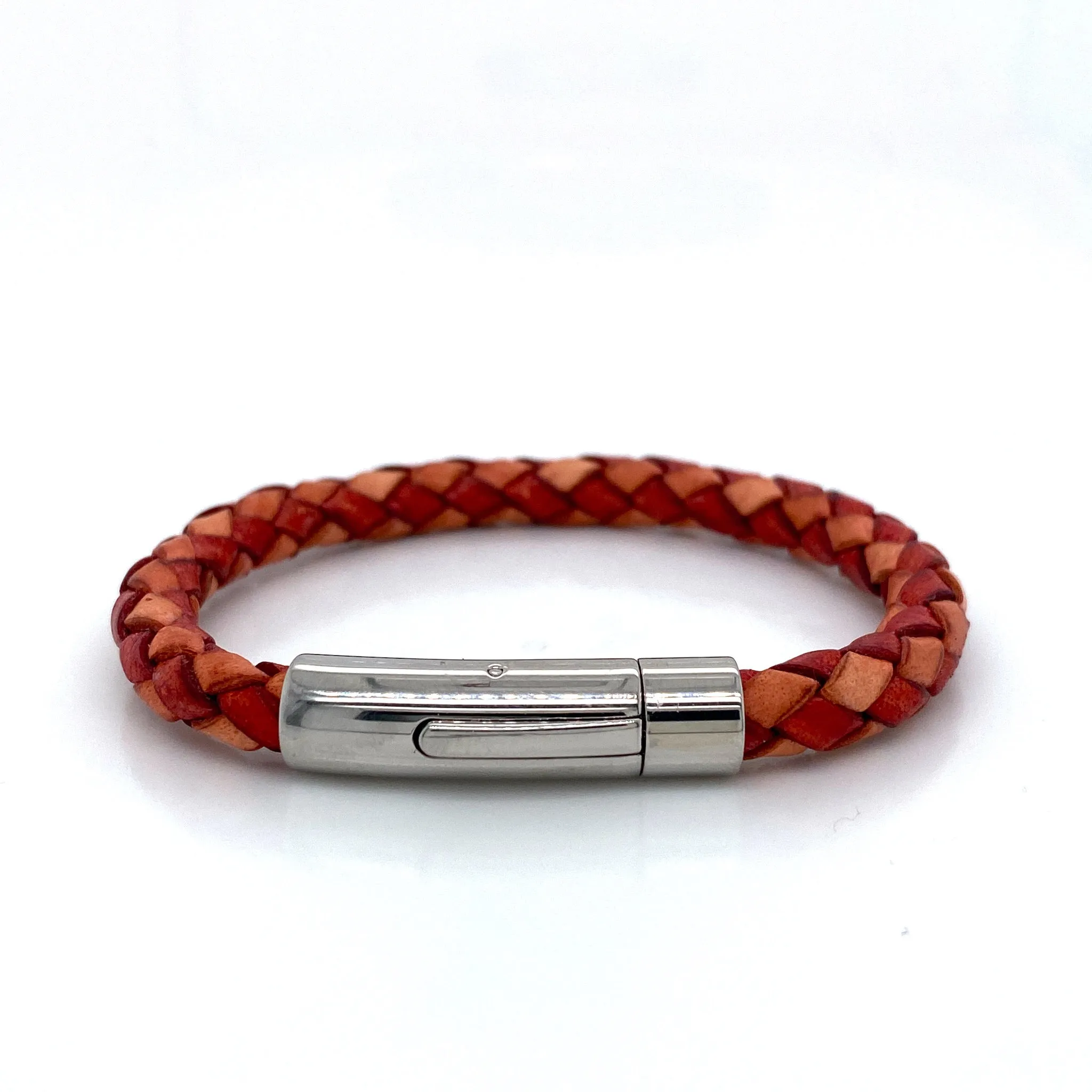 Leather Bracelet with Circular Button Clasp