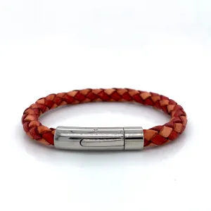 Leather Bracelet with Circular Button Clasp