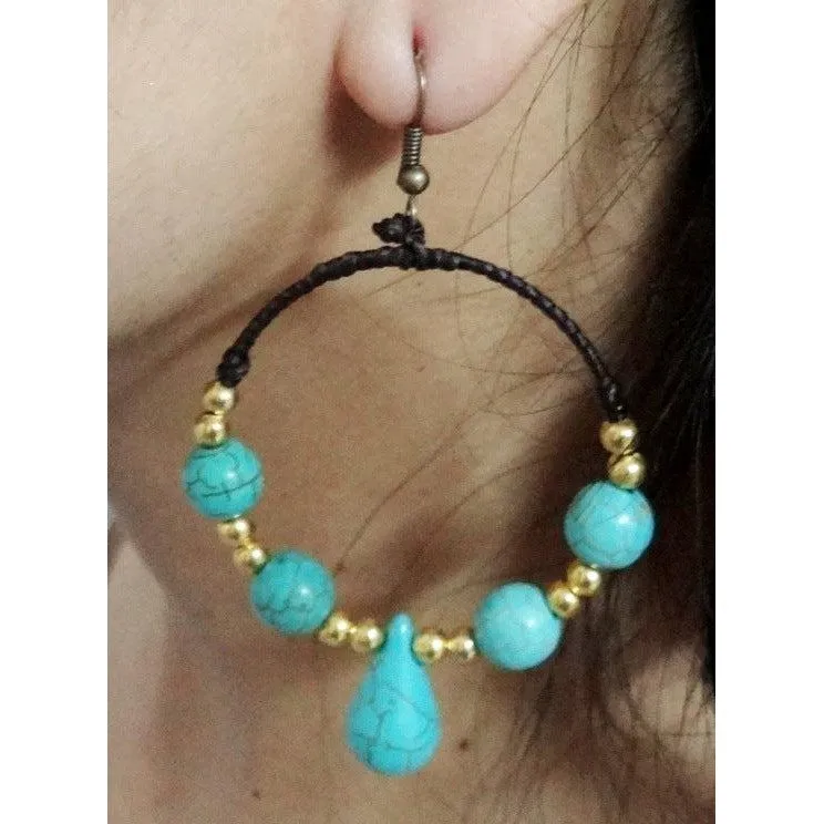 Loop Stone Hoop Earrings - Thailand