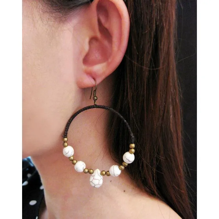 Loop Stone Hoop Earrings - Thailand