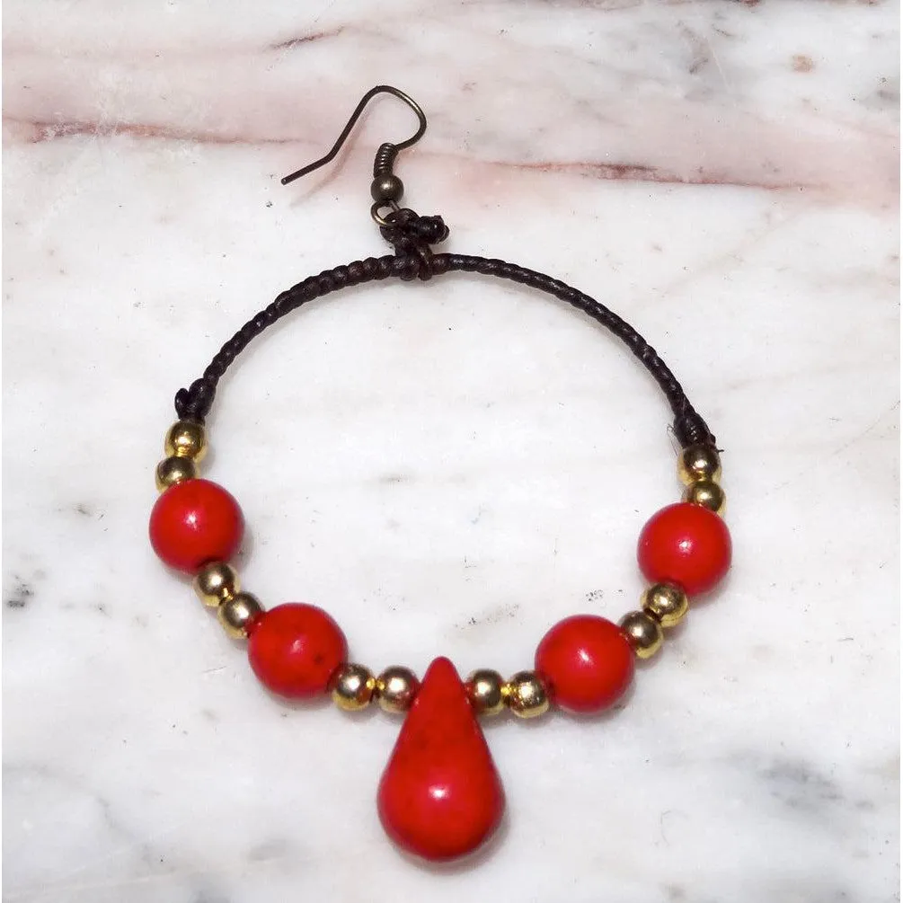 Loop Stone Hoop Earrings - Thailand
