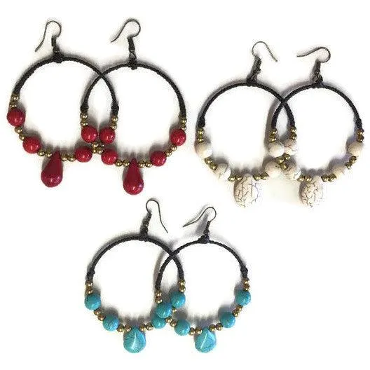 Loop Stone Hoop Earrings - Thailand