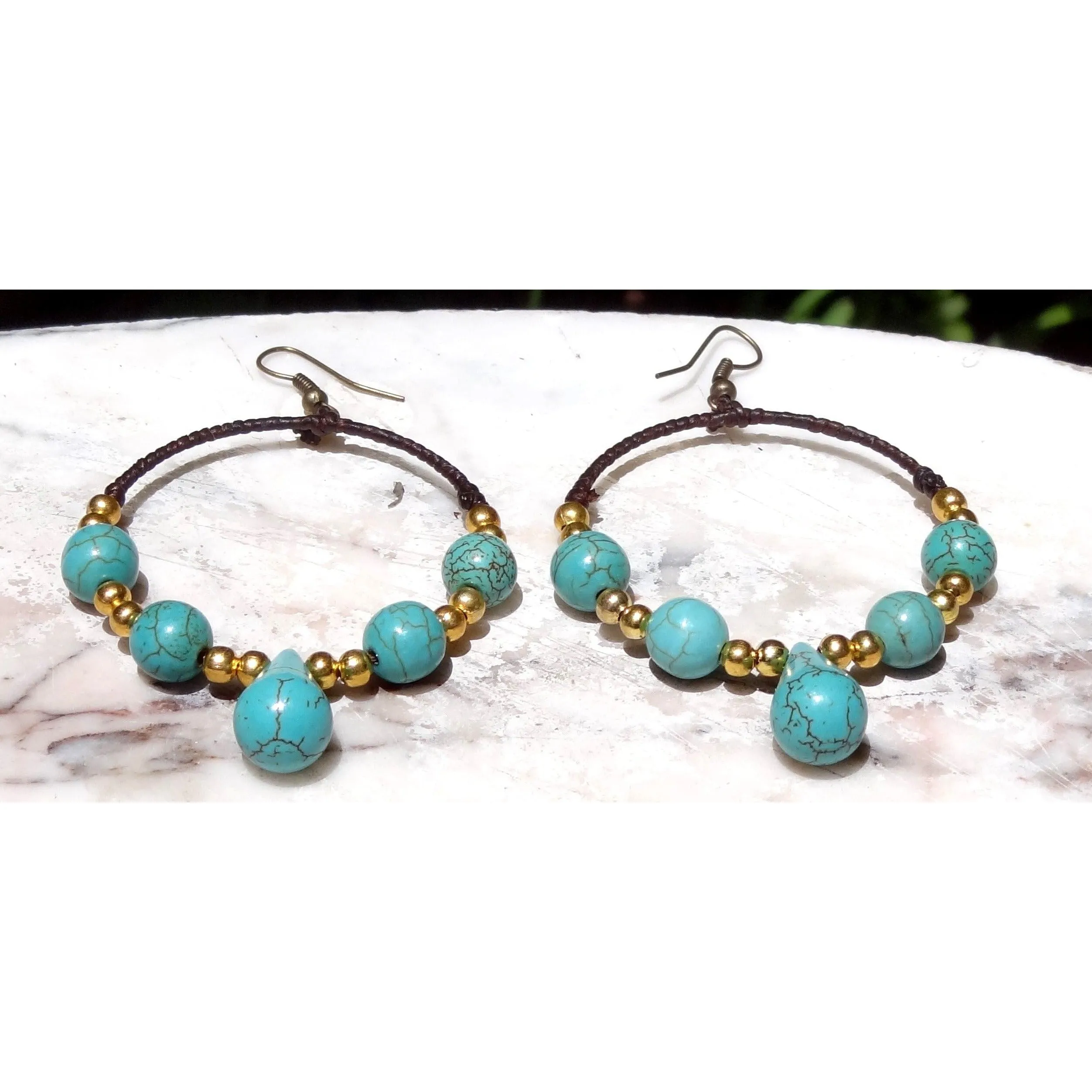 Loop Stone Hoop Earrings - Thailand