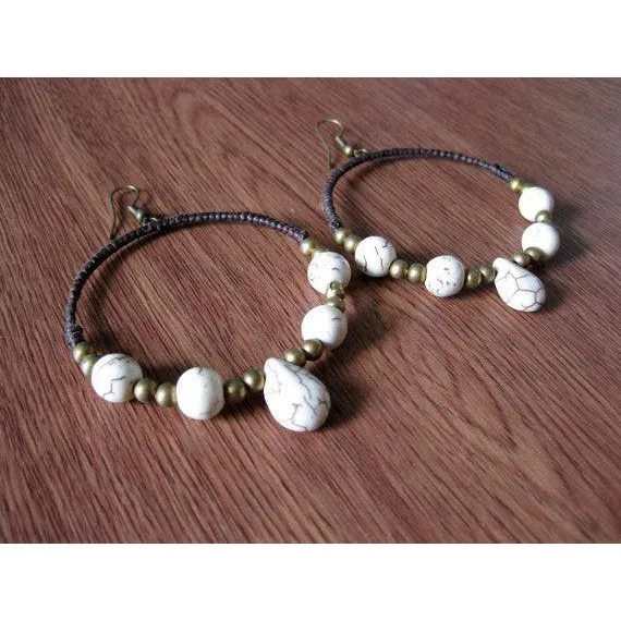 Loop Stone Hoop Earrings - Thailand