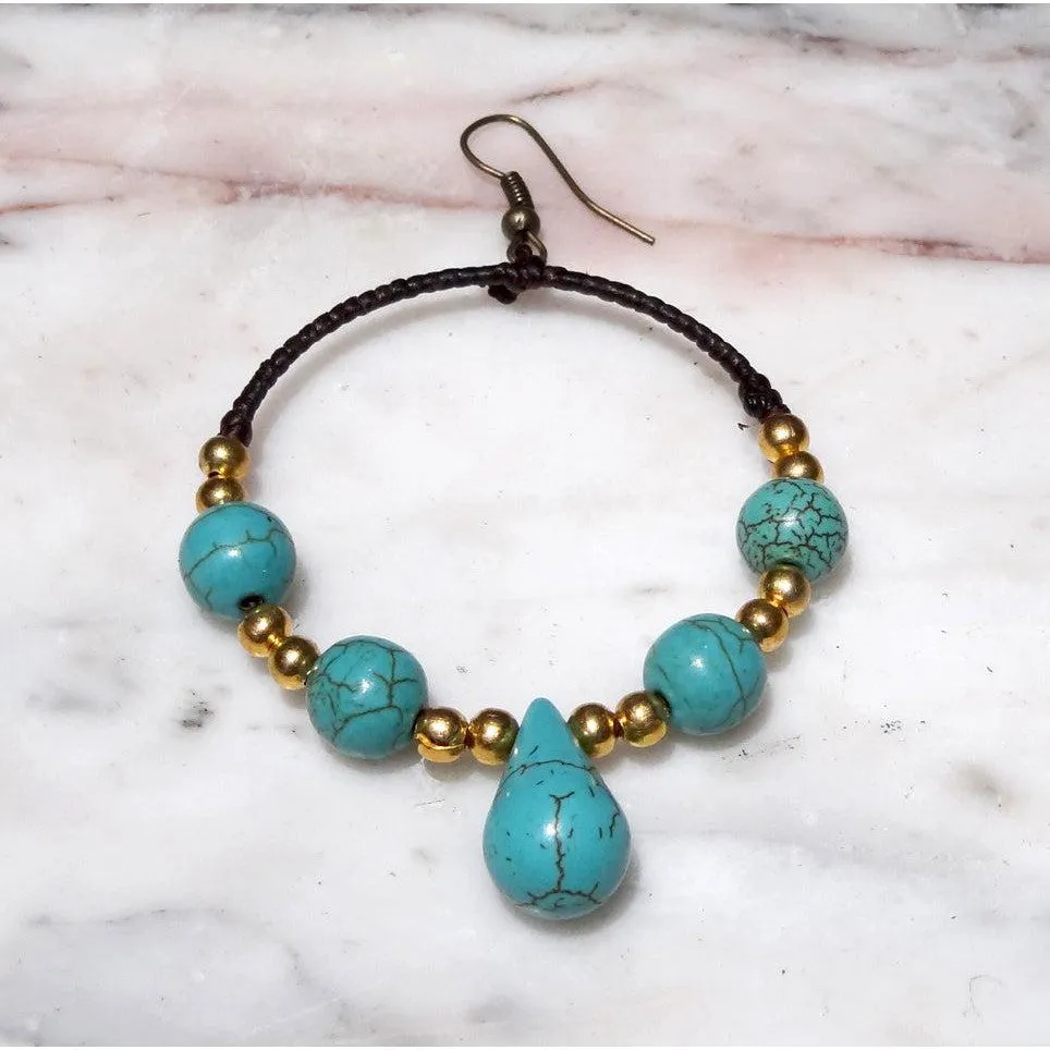 Loop Stone Hoop Earrings - Thailand