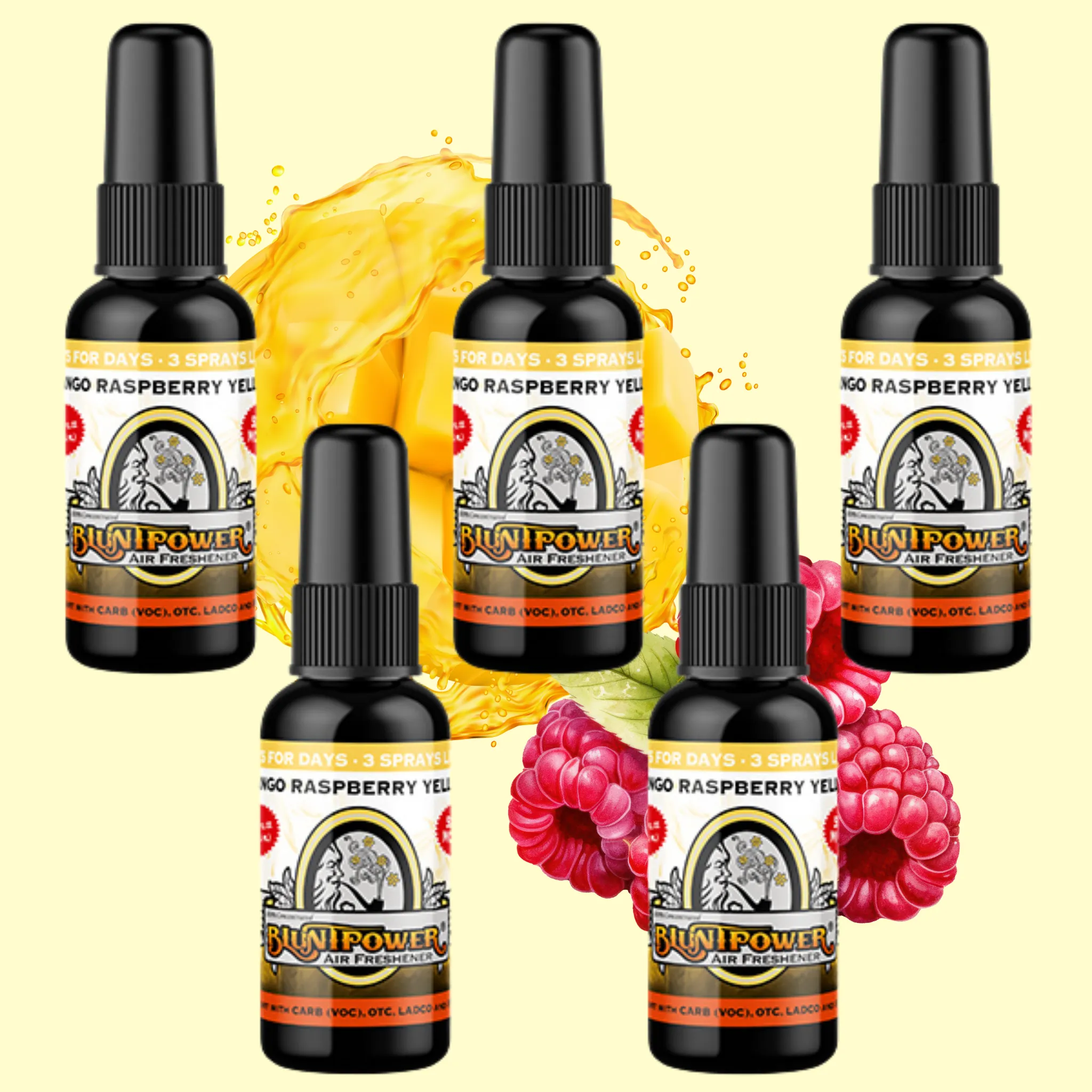Mango Raspberry Yellow Air Freshener Bundle (5 Pack)