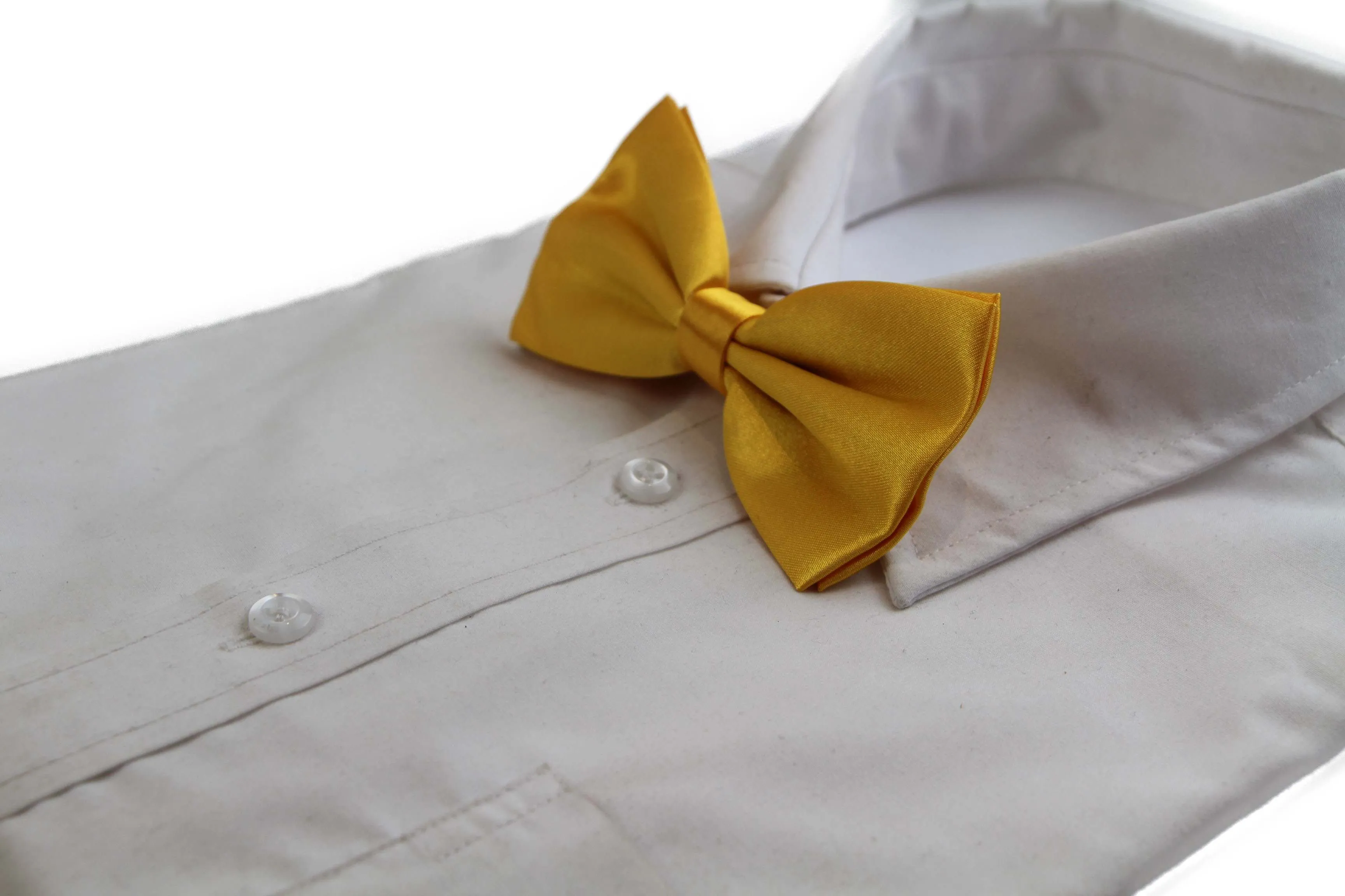 Mens Warm Yellow Solid Plain Colour Bow Tie