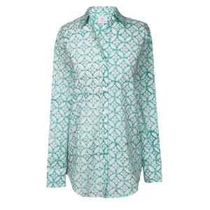 Nina Aqua Women's Button Down Blouse
