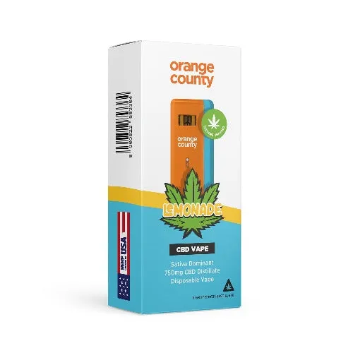 Orange County 1ml Disposable CBD Vape Pen | Sativa | Lemonade | 700 puffs
