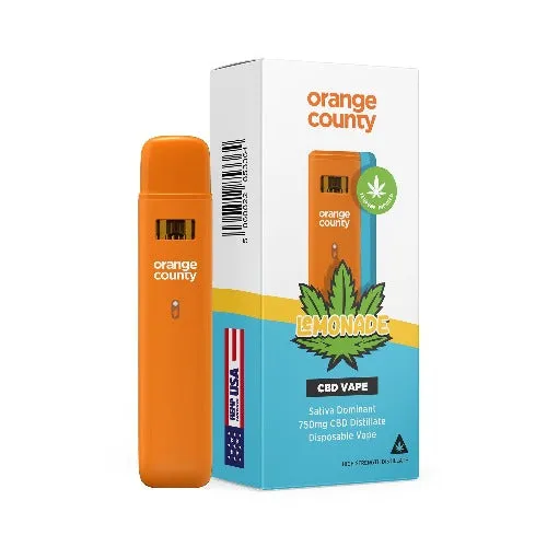 Orange County 1ml Disposable CBD Vape Pen | Sativa | Lemonade | 700 puffs