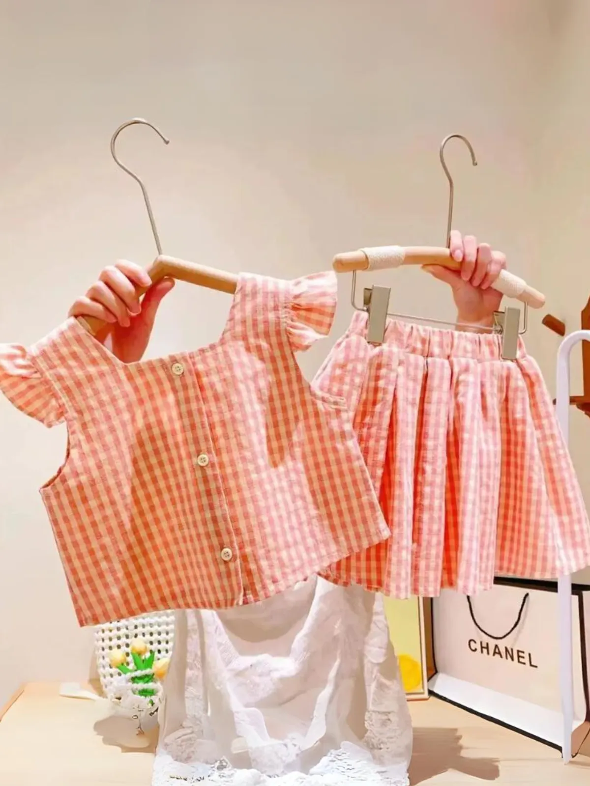 Sweet Sophistication Pink Gingham Skirt Set