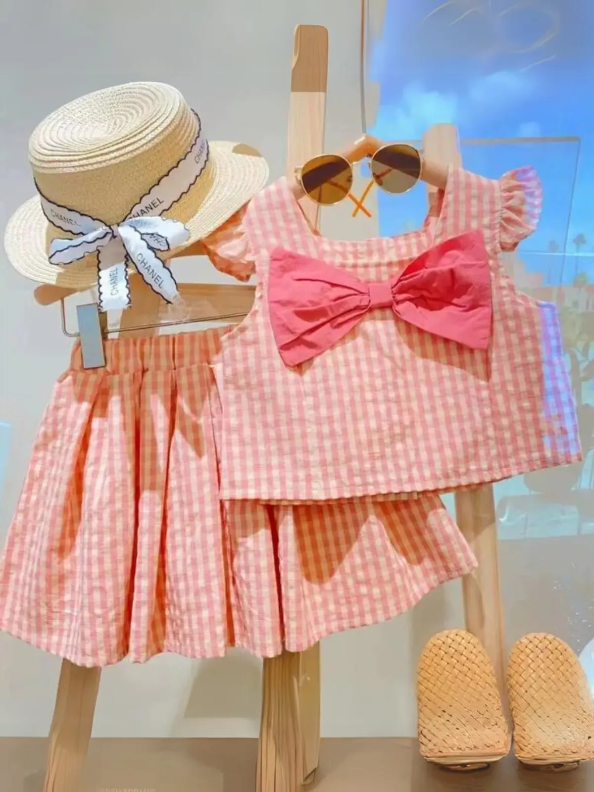 Sweet Sophistication Pink Gingham Skirt Set