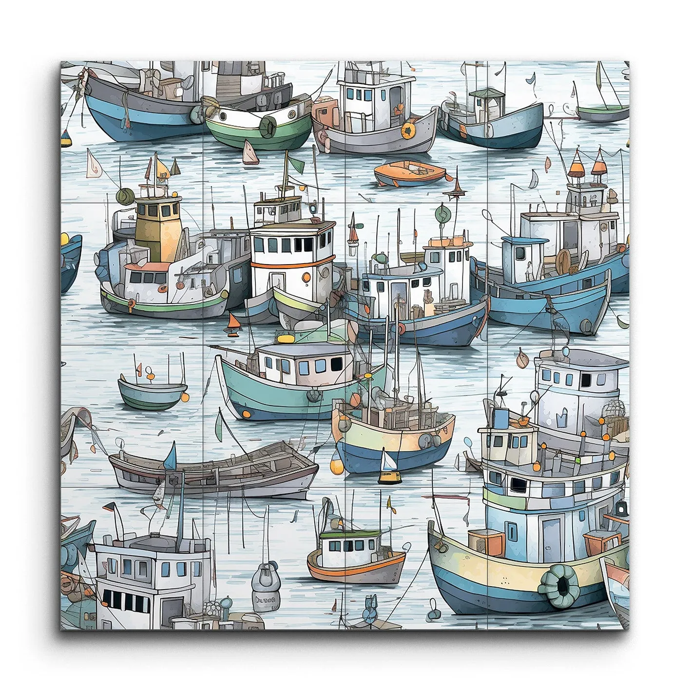 Vibrant Harbor: Whimsical Maritime Scene