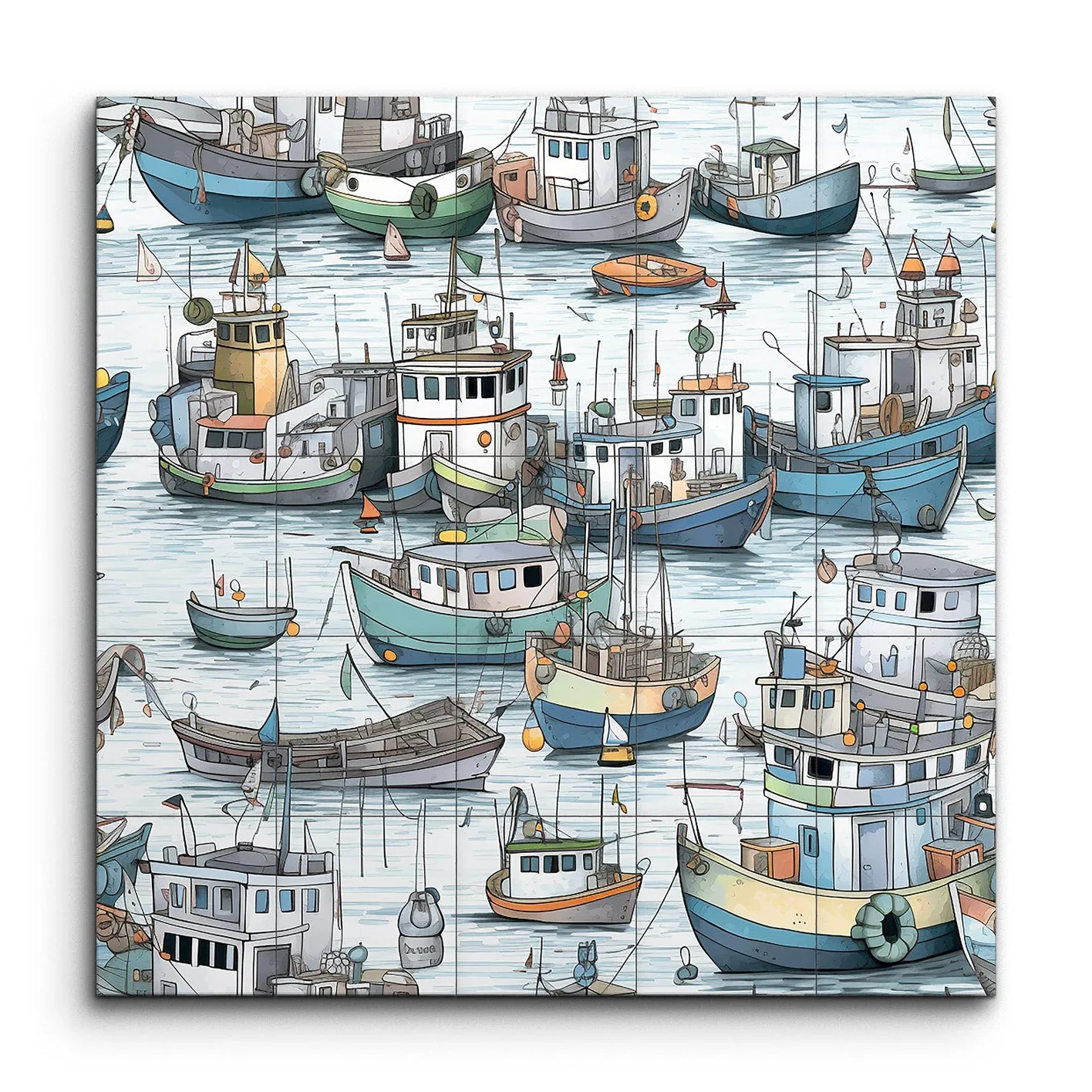 Vibrant Harbor: Whimsical Maritime Scene