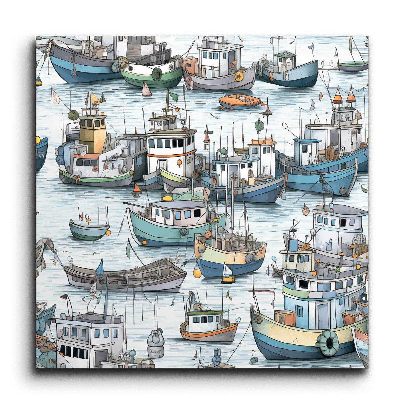 Vibrant Harbor: Whimsical Maritime Scene