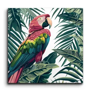 Vibrant Parrot in Tropical Foliage Artwork