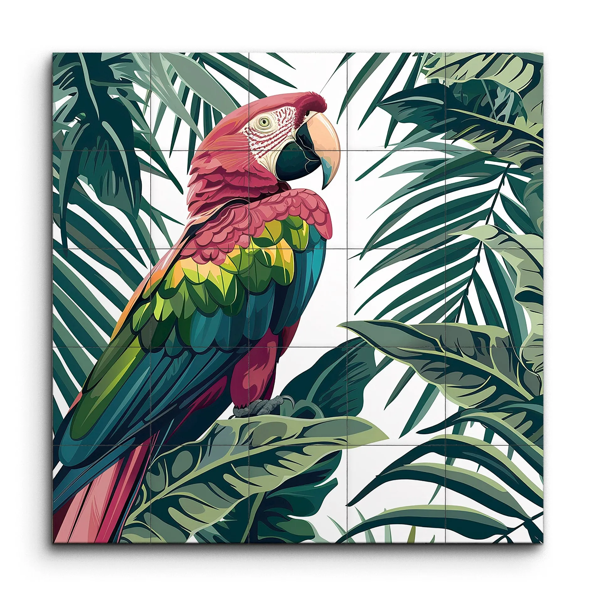Vibrant Parrot in Tropical Foliage Artwork