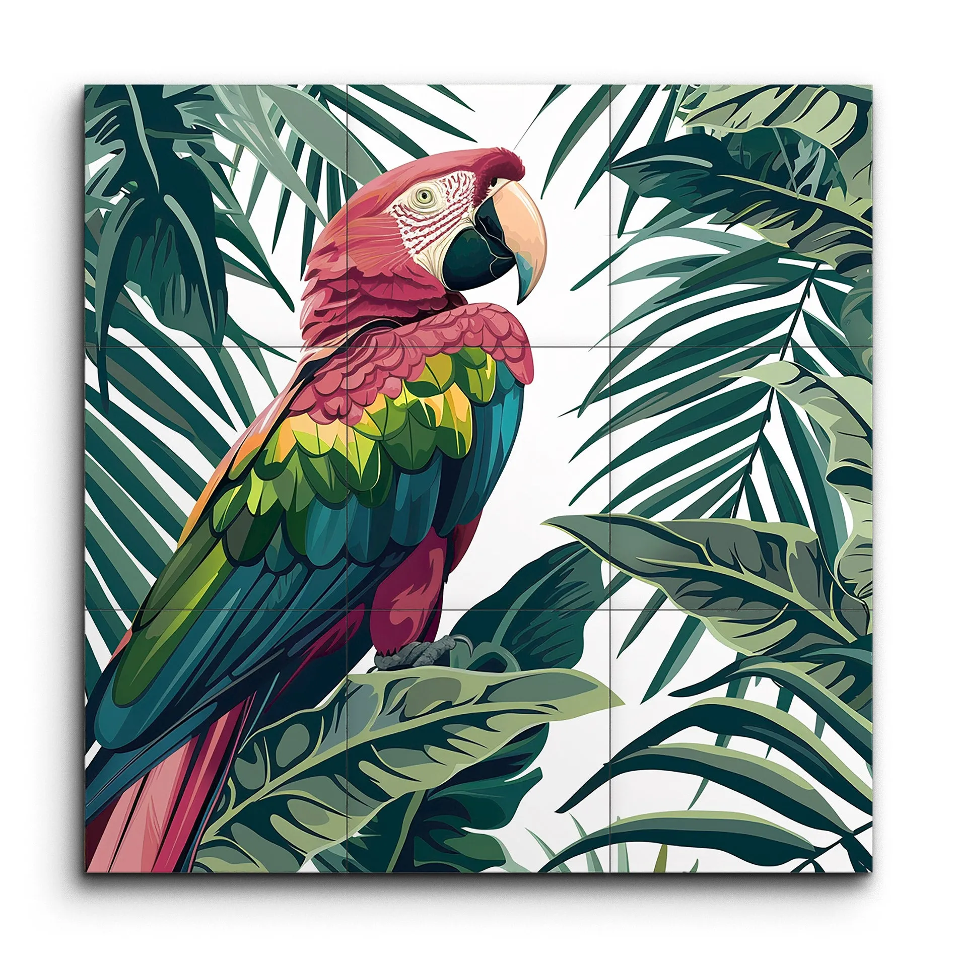 Vibrant Parrot in Tropical Foliage Artwork