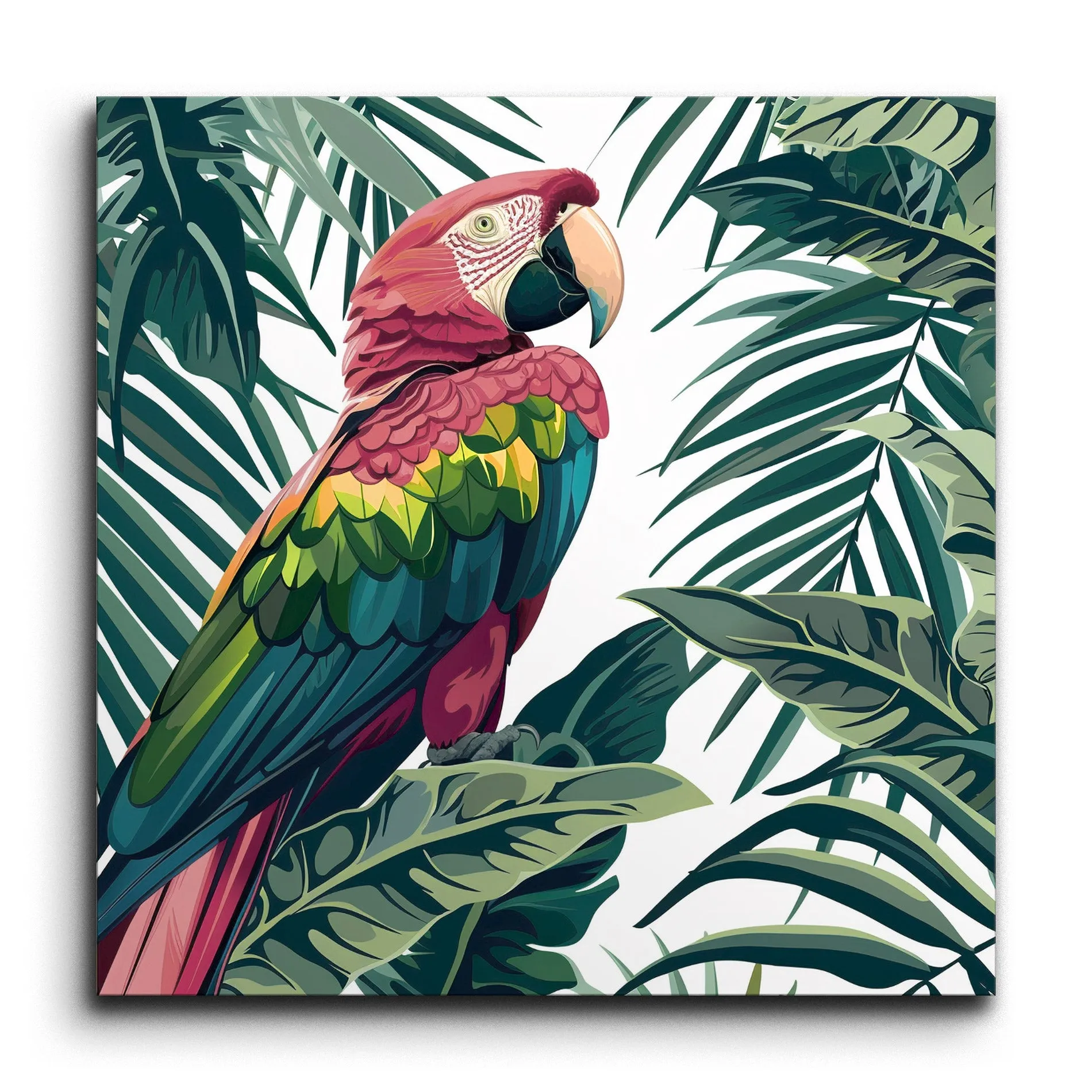 Vibrant Parrot in Tropical Foliage Artwork