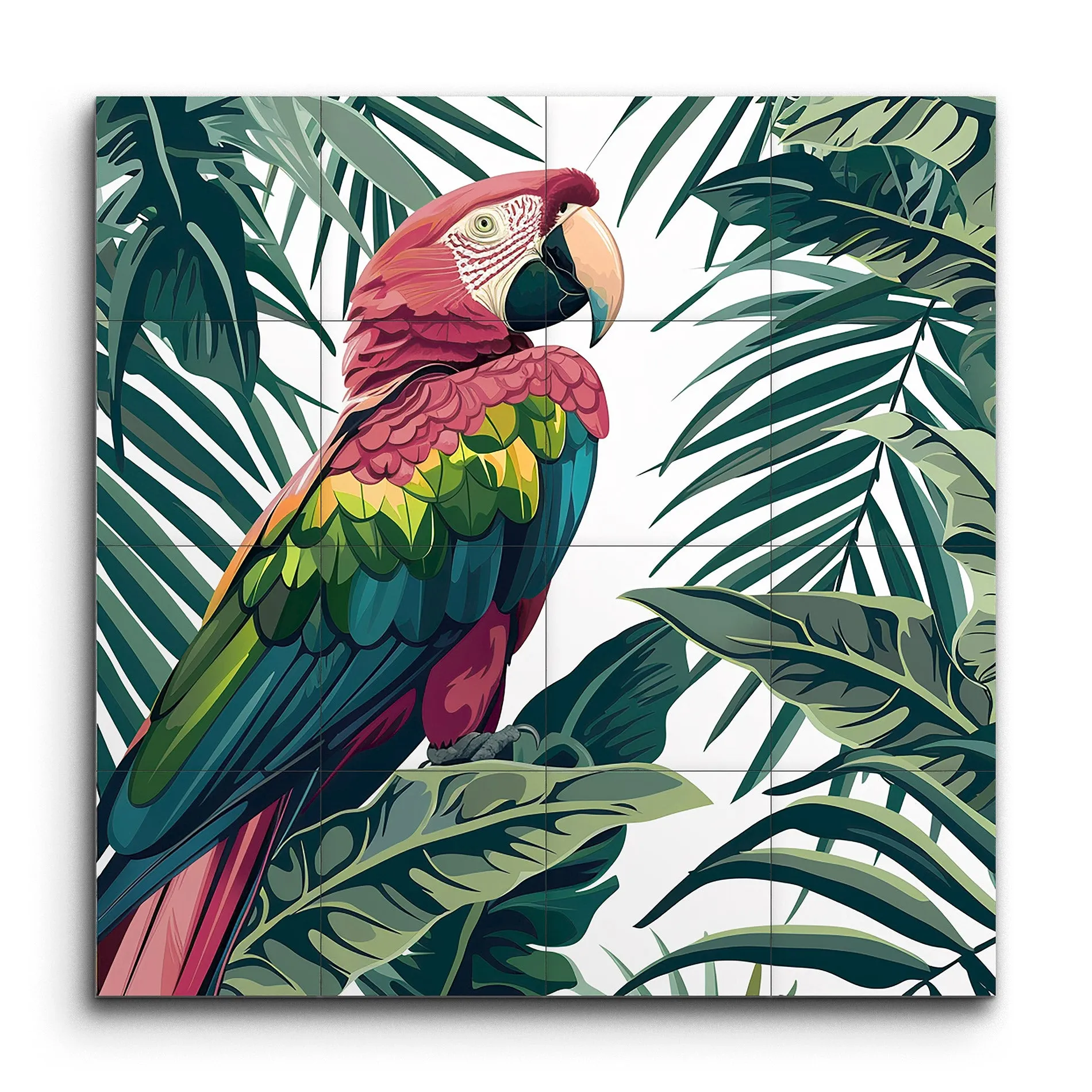 Vibrant Parrot in Tropical Foliage Artwork