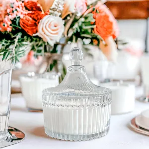 Vintage-Style Soy Candle in Clear Candy Dish - Pumpkin Buttercream & Golden Santal