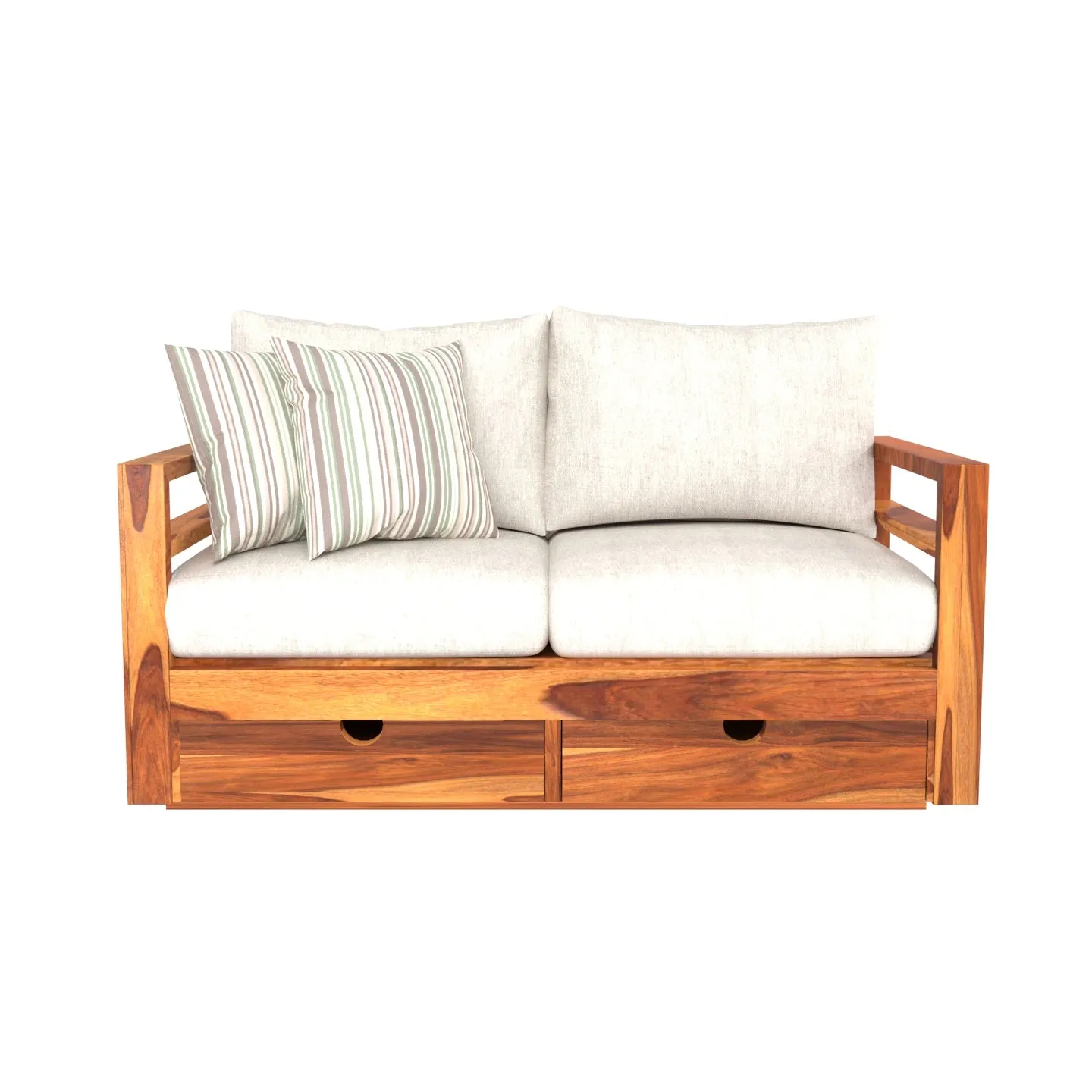 Warm White Premium 2 Seater Sofa with Storage