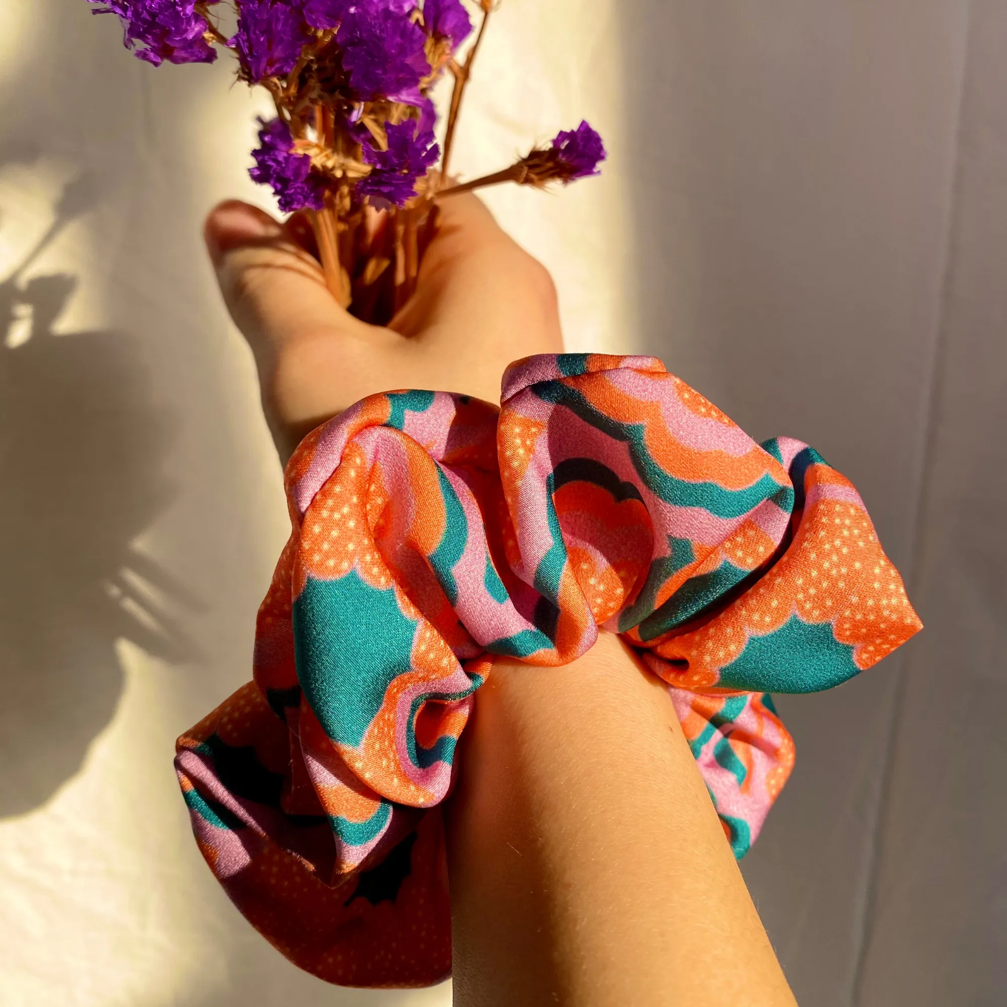Zesty Print Orange Hair Scrunchie